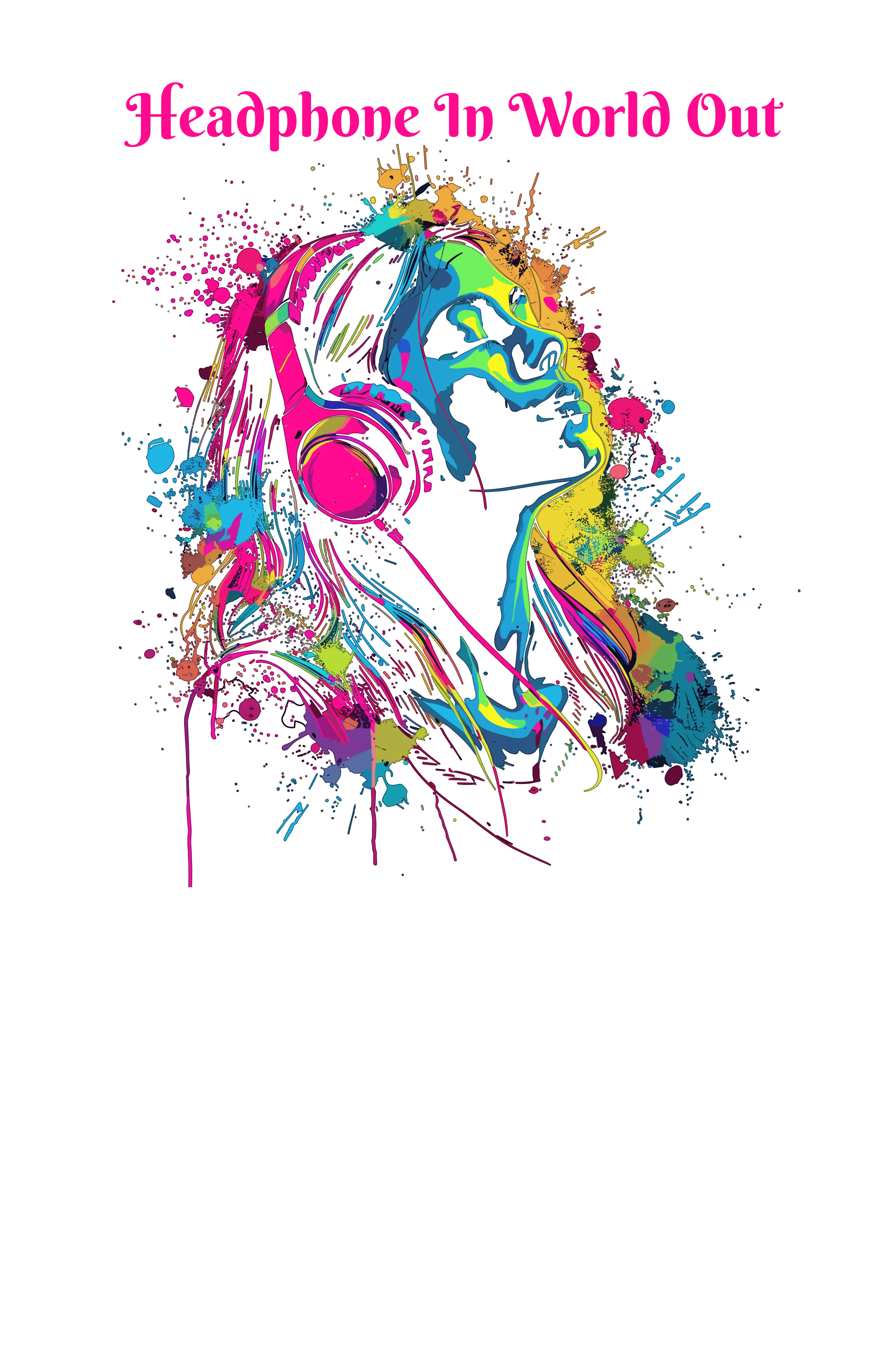 "Headphones In, World Out" Vibrant Graphic Tee - Women's Oversized Cotton T-Shirt