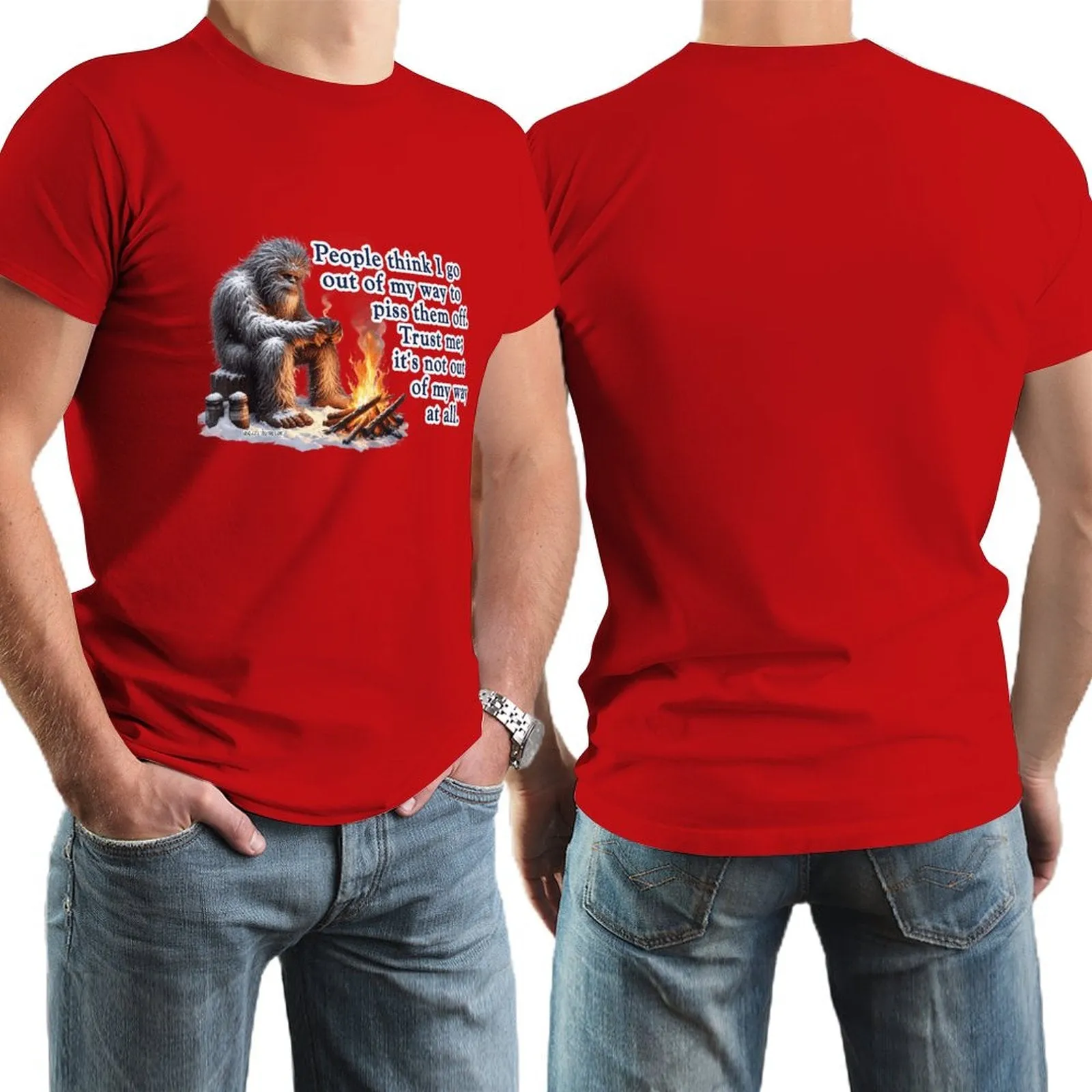 "People Say I go out of my way", Bigfooot, Sasquatch - Short Sleeve Tshirt Men (High Definition & Dual-sided Printing)