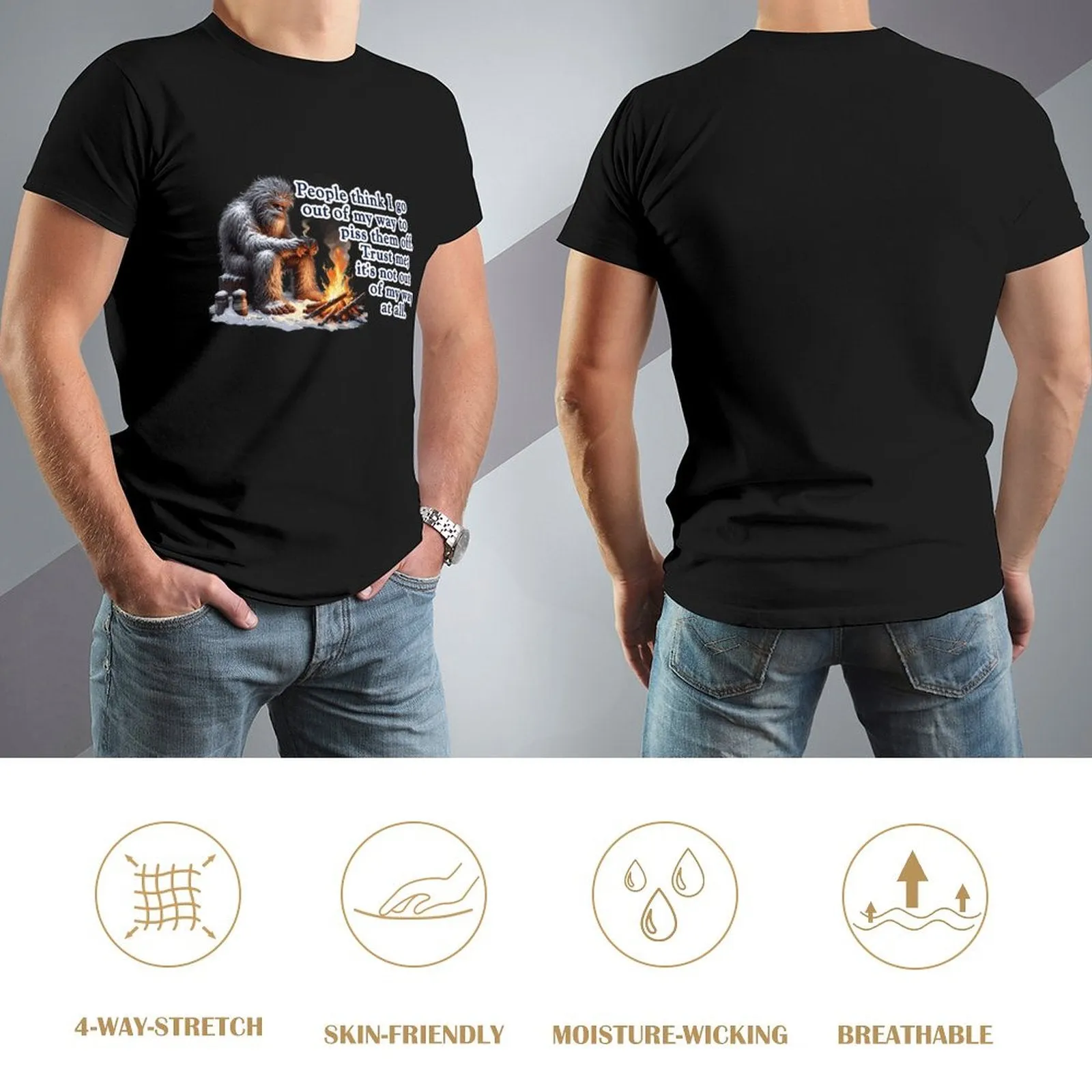 "People Say I go out of my way", Bigfooot, Sasquatch - Short Sleeve Tshirt Men (High Definition & Dual-sided Printing)