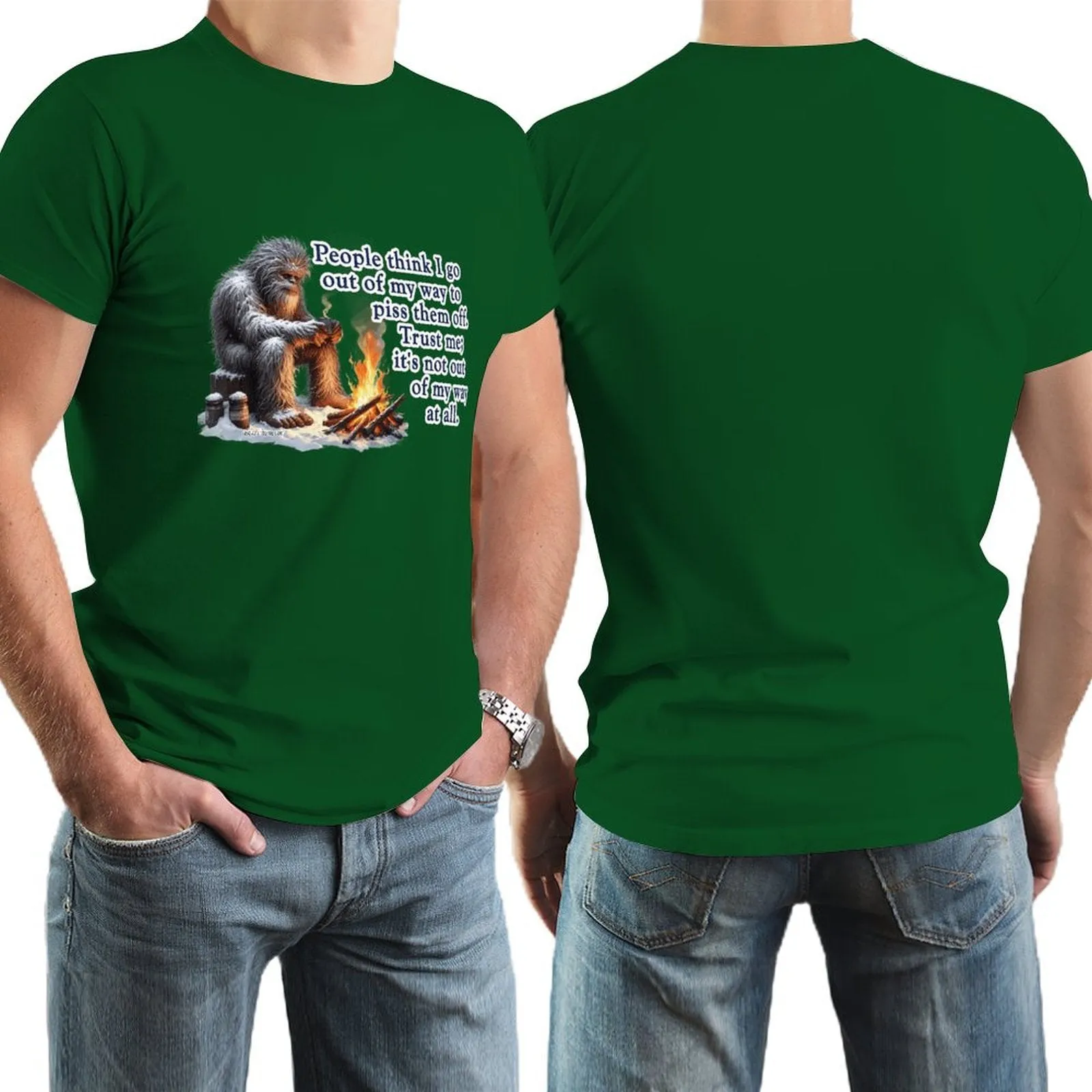 "People Say I go out of my way", Bigfooot, Sasquatch - Short Sleeve Tshirt Men (High Definition & Dual-sided Printing)