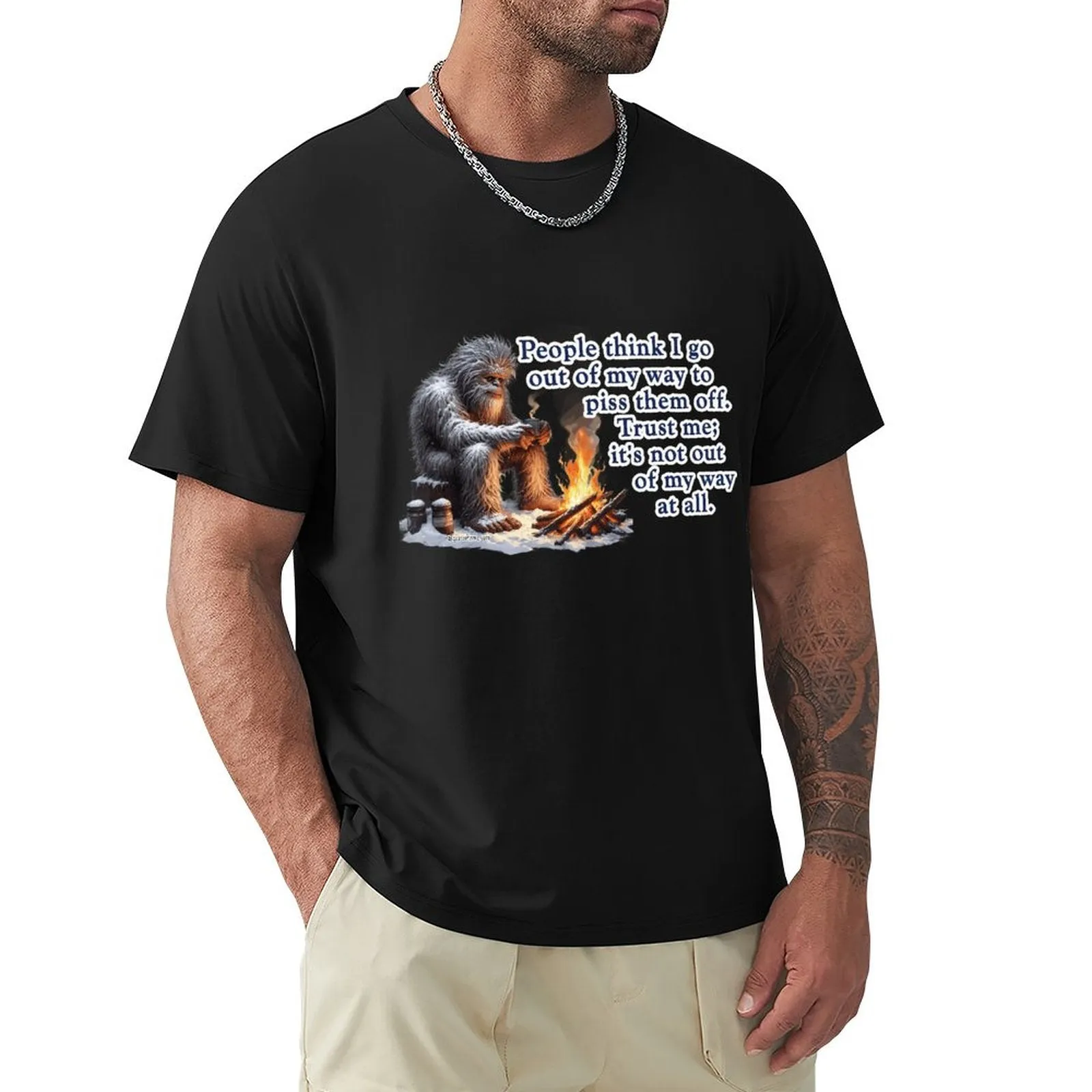 "People Say I go out of my way", Bigfooot, Sasquatch - Short Sleeve Tshirt Men (High Definition & Dual-sided Printing)