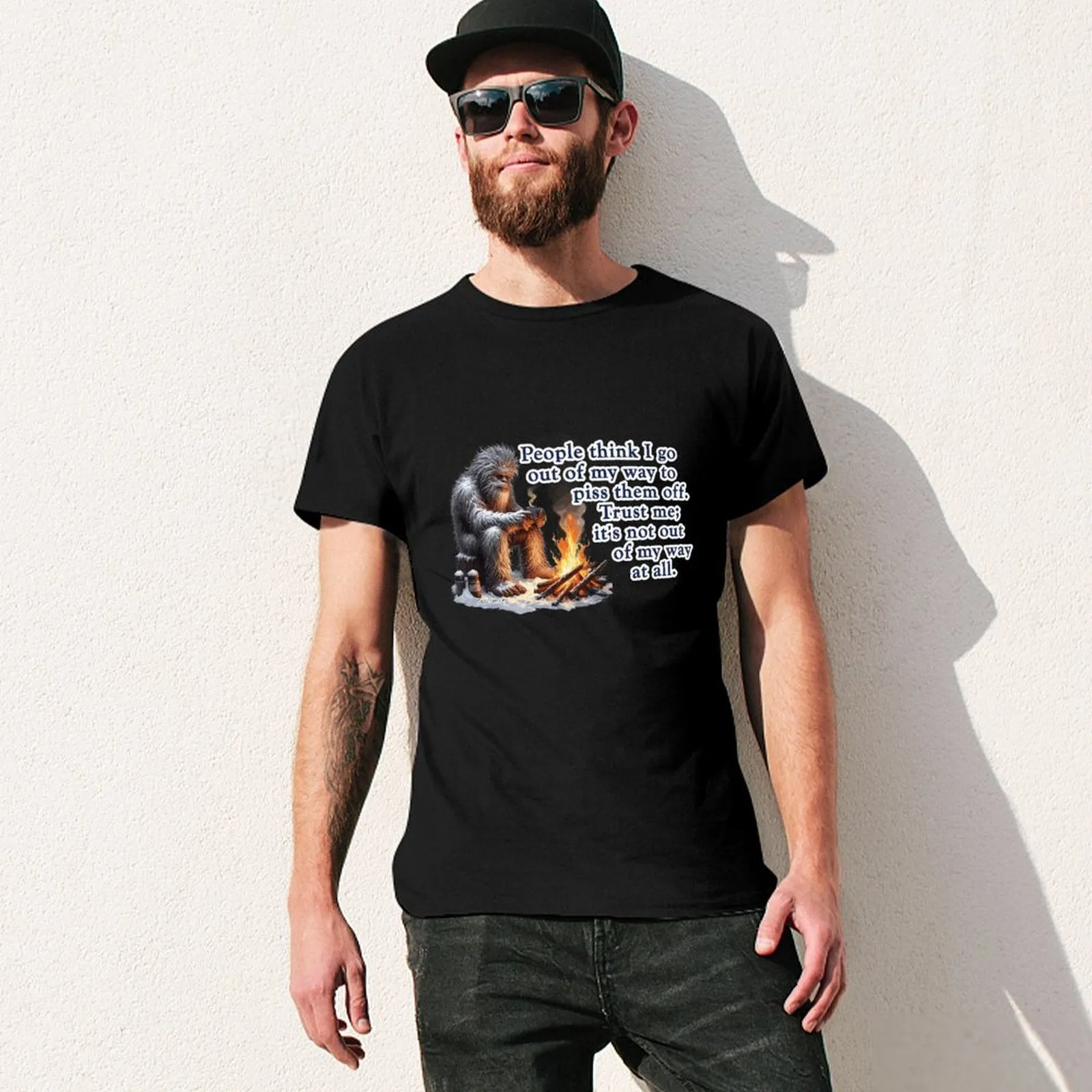 "People Say I go out of my way", Bigfooot, Sasquatch - Short Sleeve Tshirt Men (High Definition & Dual-sided Printing)