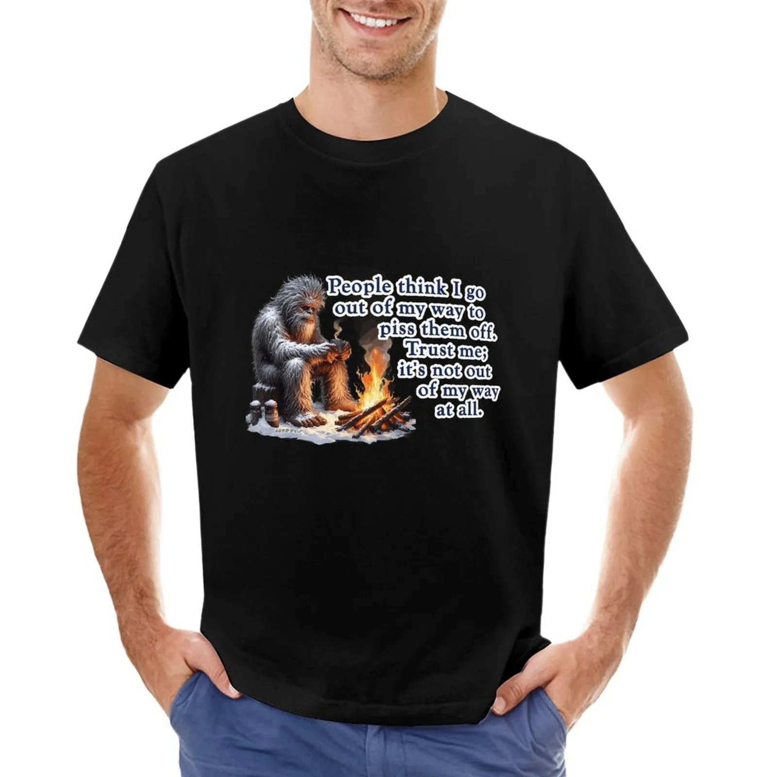 "People Say I go out of my way", Bigfooot, Sasquatch - Short Sleeve Tshirt Men (High Definition & Dual-sided Printing)