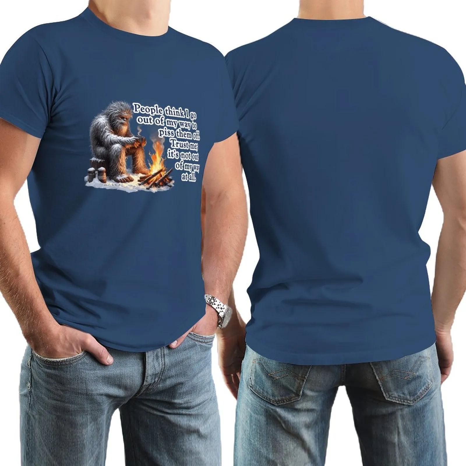 "People Say I go out of my way", Bigfooot, Sasquatch - Short Sleeve Tshirt Men (High Definition & Dual-sided Printing)