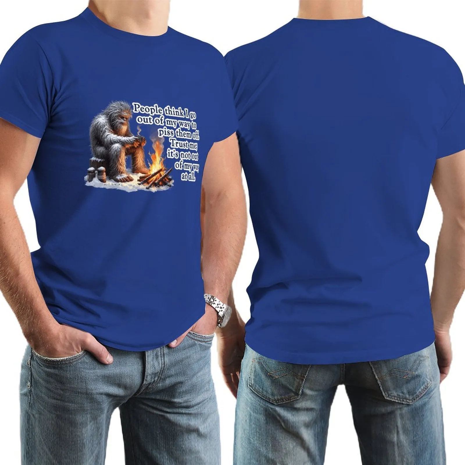 "People Say I go out of my way", Bigfooot, Sasquatch - Short Sleeve Tshirt Men (High Definition & Dual-sided Printing)