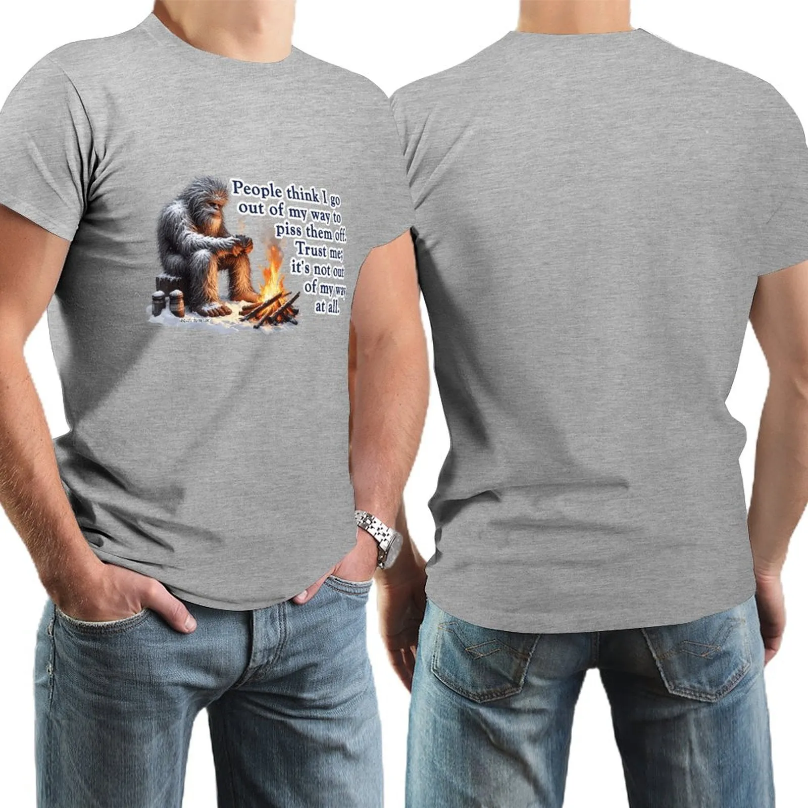"People Say I go out of my way", Bigfooot, Sasquatch - Short Sleeve Tshirt Men (High Definition & Dual-sided Printing)