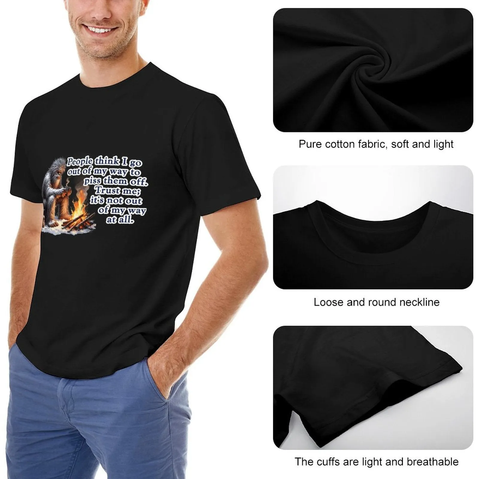 "People Say I go out of my way", Bigfooot, Sasquatch - Short Sleeve Tshirt Men (High Definition & Dual-sided Printing)