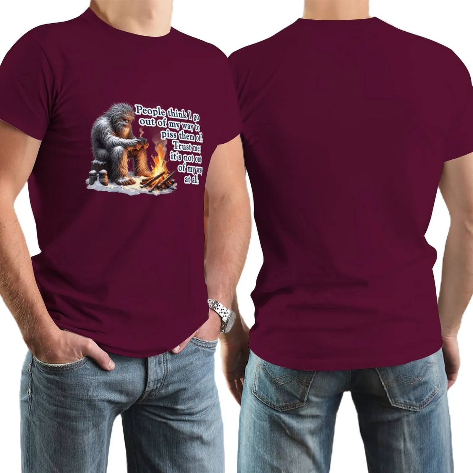 "People Say I go out of my way", Bigfooot, Sasquatch - Short Sleeve Tshirt Men (High Definition & Dual-sided Printing)