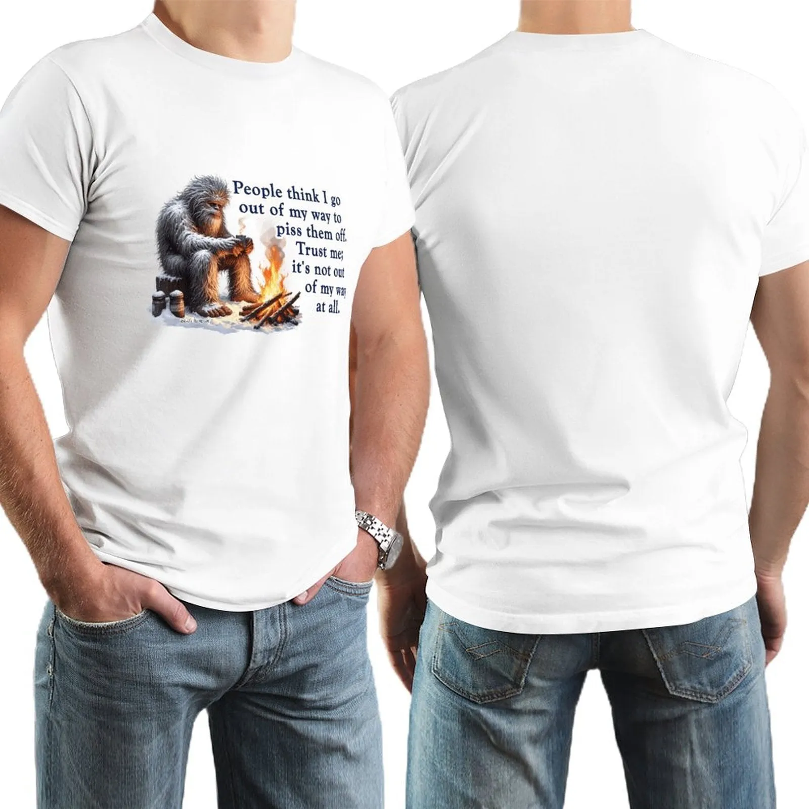 "People Say I go out of my way", Bigfooot, Sasquatch - Short Sleeve Tshirt Men (High Definition & Dual-sided Printing)