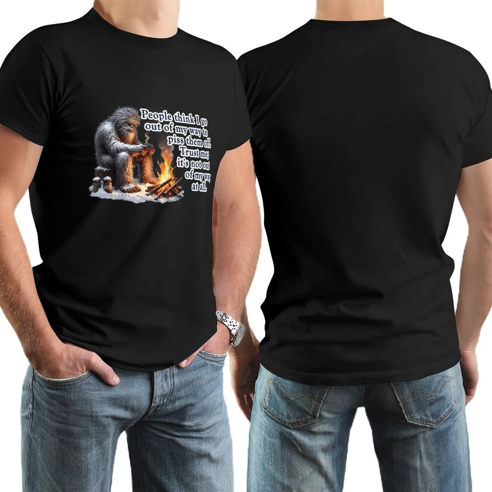 "People Say I go out of my way", Bigfooot, Sasquatch - Short Sleeve Tshirt Men (High Definition & Dual-sided Printing)