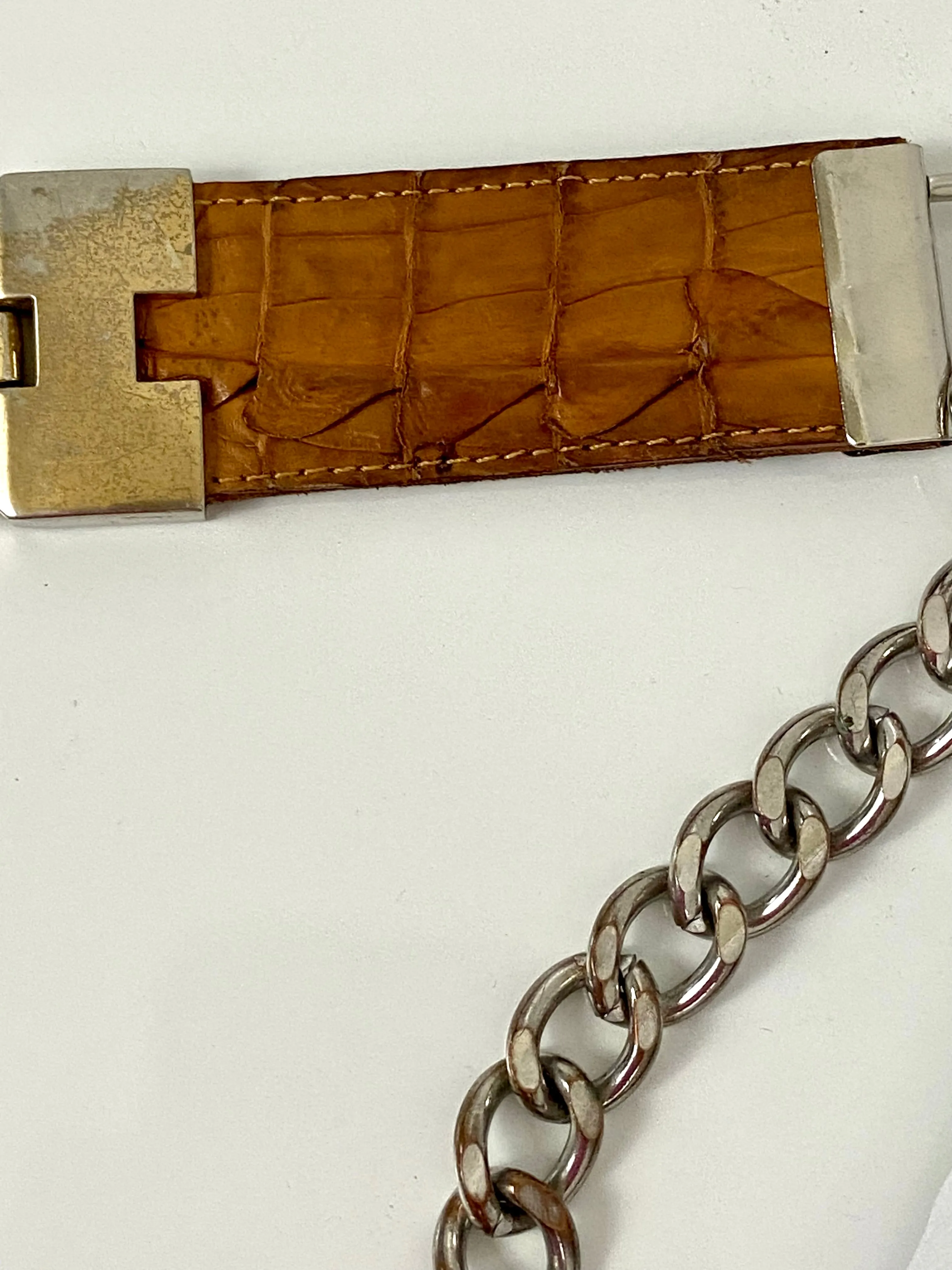 Reworked Vintage Leather Chain Belt