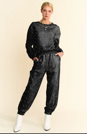 Rhinestone Black Joggers