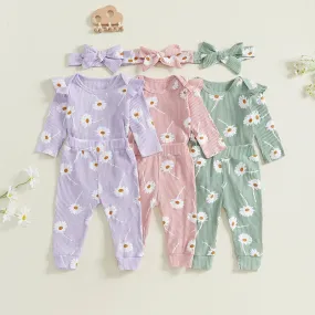 Ribbed Daisy Print 3 Piece Set