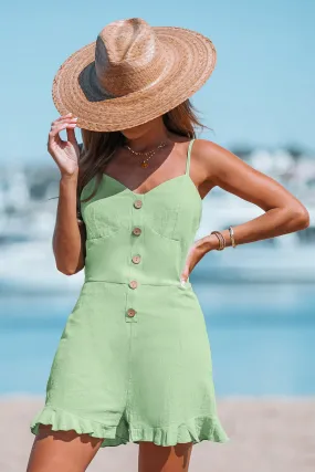 Ruffled Button Cami Romper