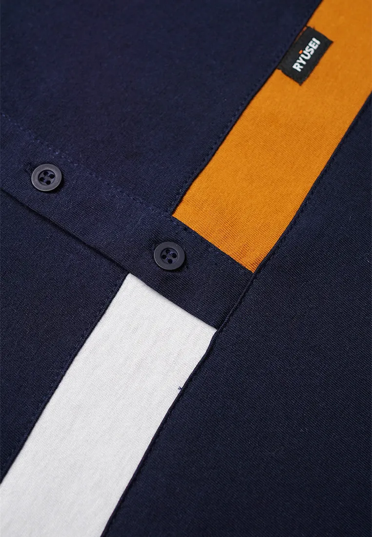 Ryusei T-Shirt Amagasaki Button CMB Navy
