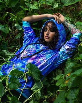 Sacred Geometry Hoodie | Fractal Hoodie | Psy Clothing | Festival Hoodie | Psychedelic Sweater | Yakeken Blue Magic (HD)