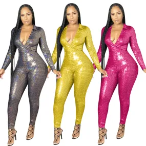 Shinny Pencil Sequin Romper