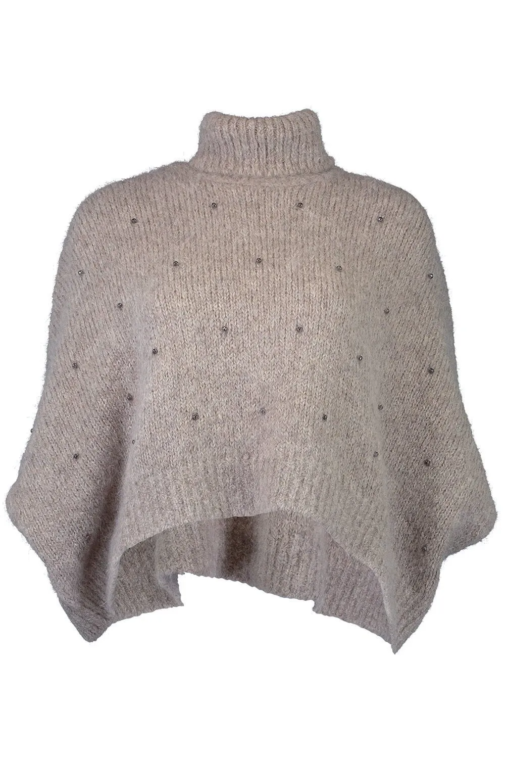 Short Sleeve Embellished Turtleneck
