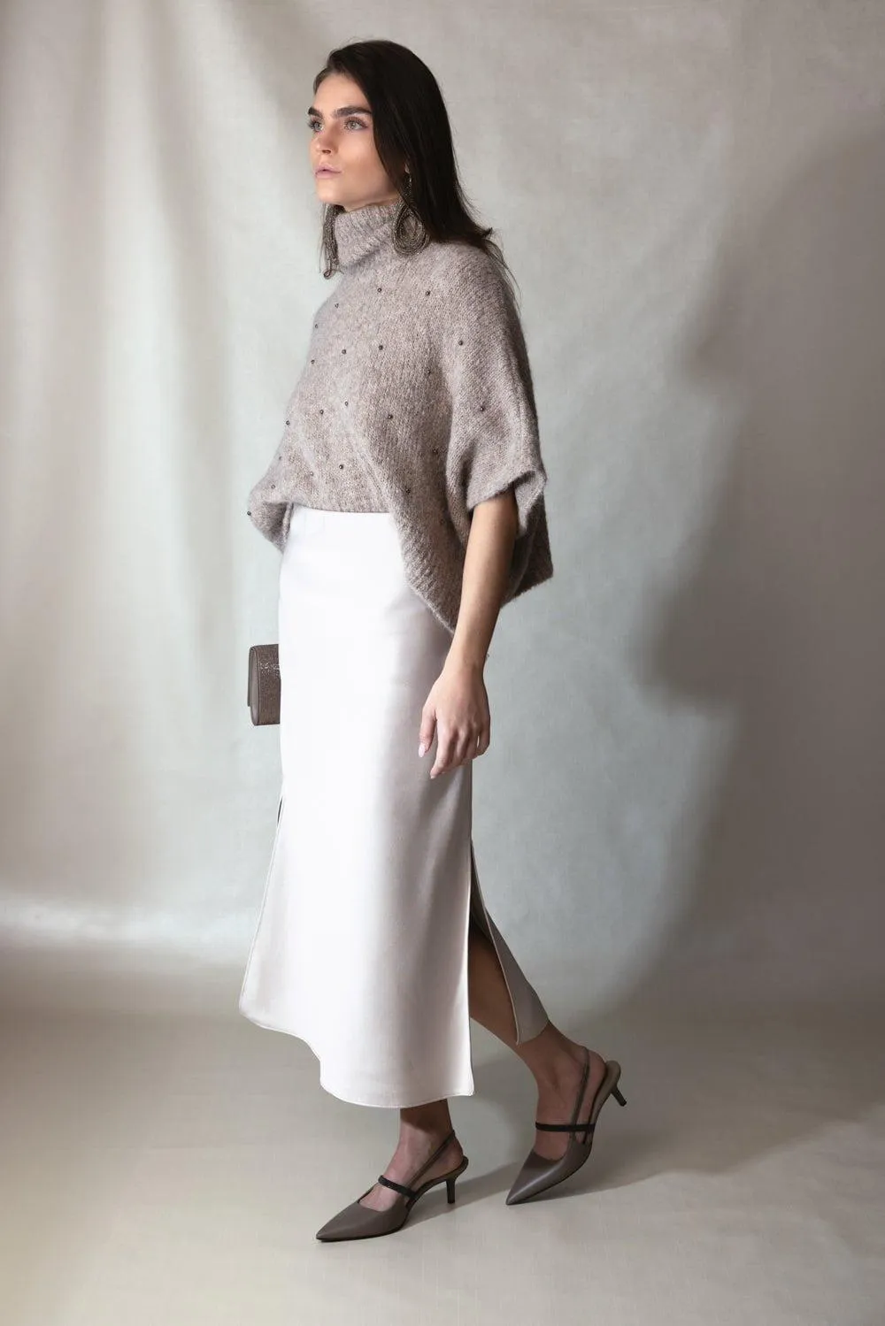 Short Sleeve Embellished Turtleneck