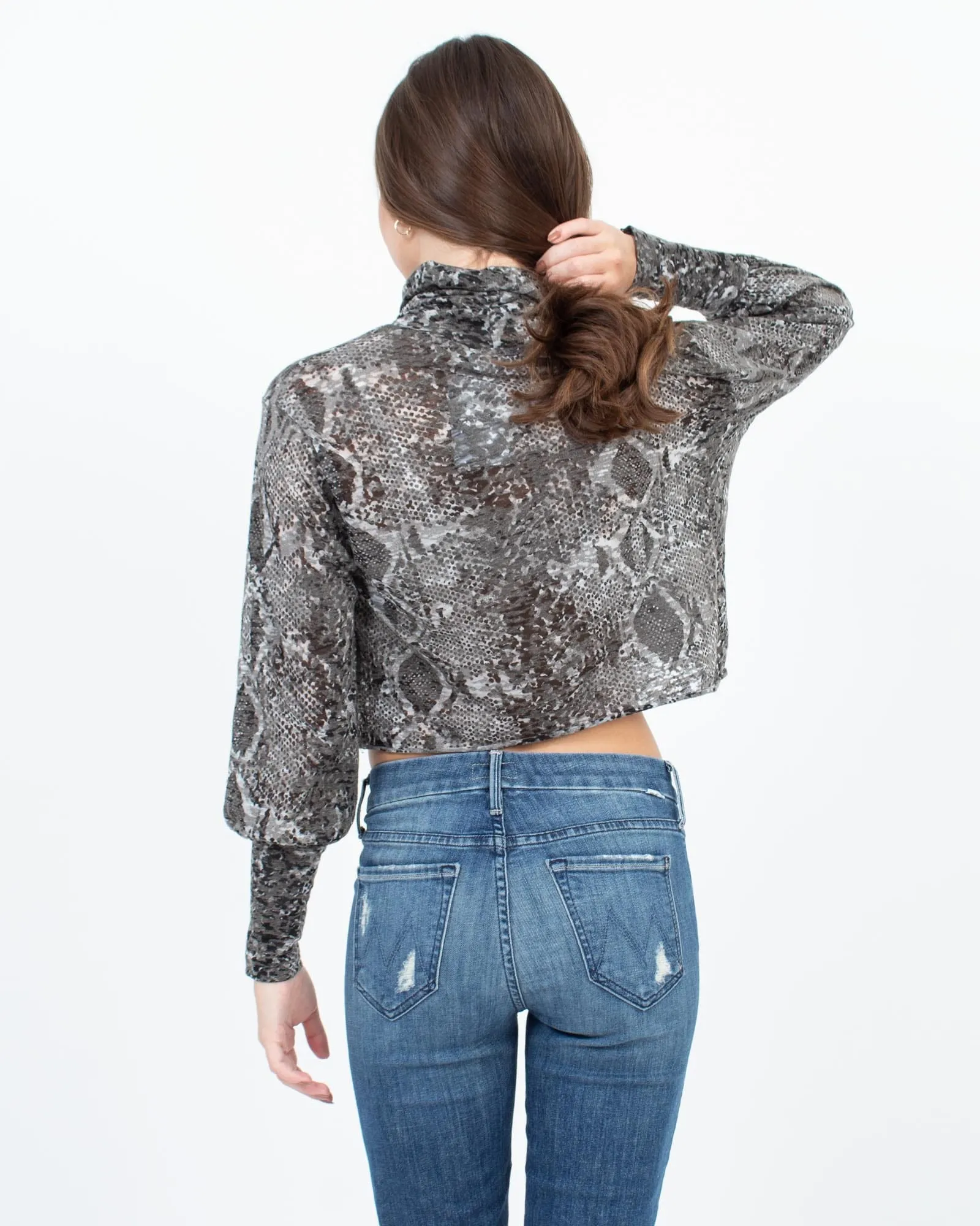 Snake Print Turtleneck Top