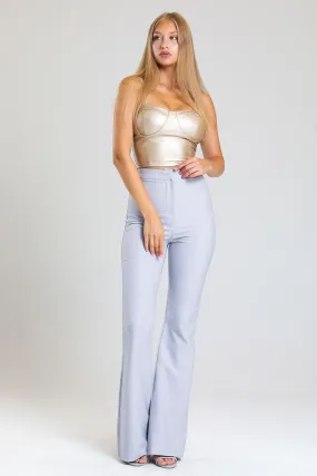 SNS Sense Gray Spanish Flared Atlas Fabric Pants - Slonim