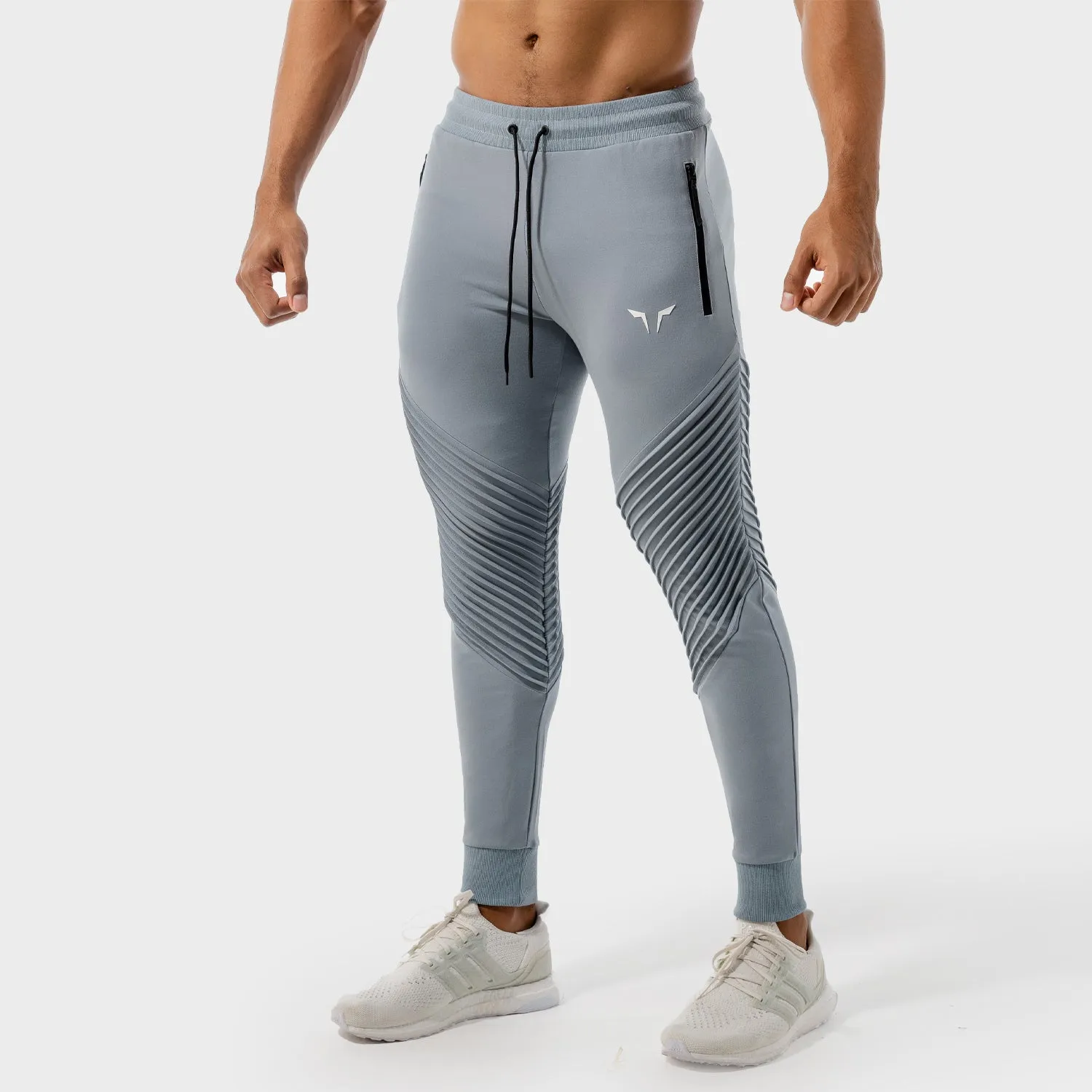 Statement Ribbed Joggers- Blue
