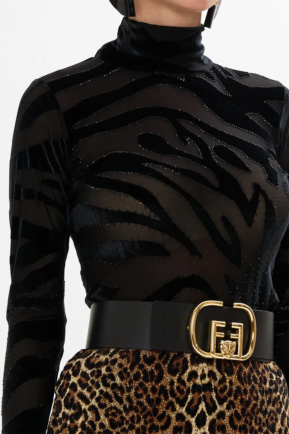 STRETCH VELVET ANIMAL TURTLENECK AMSTERGLAM
