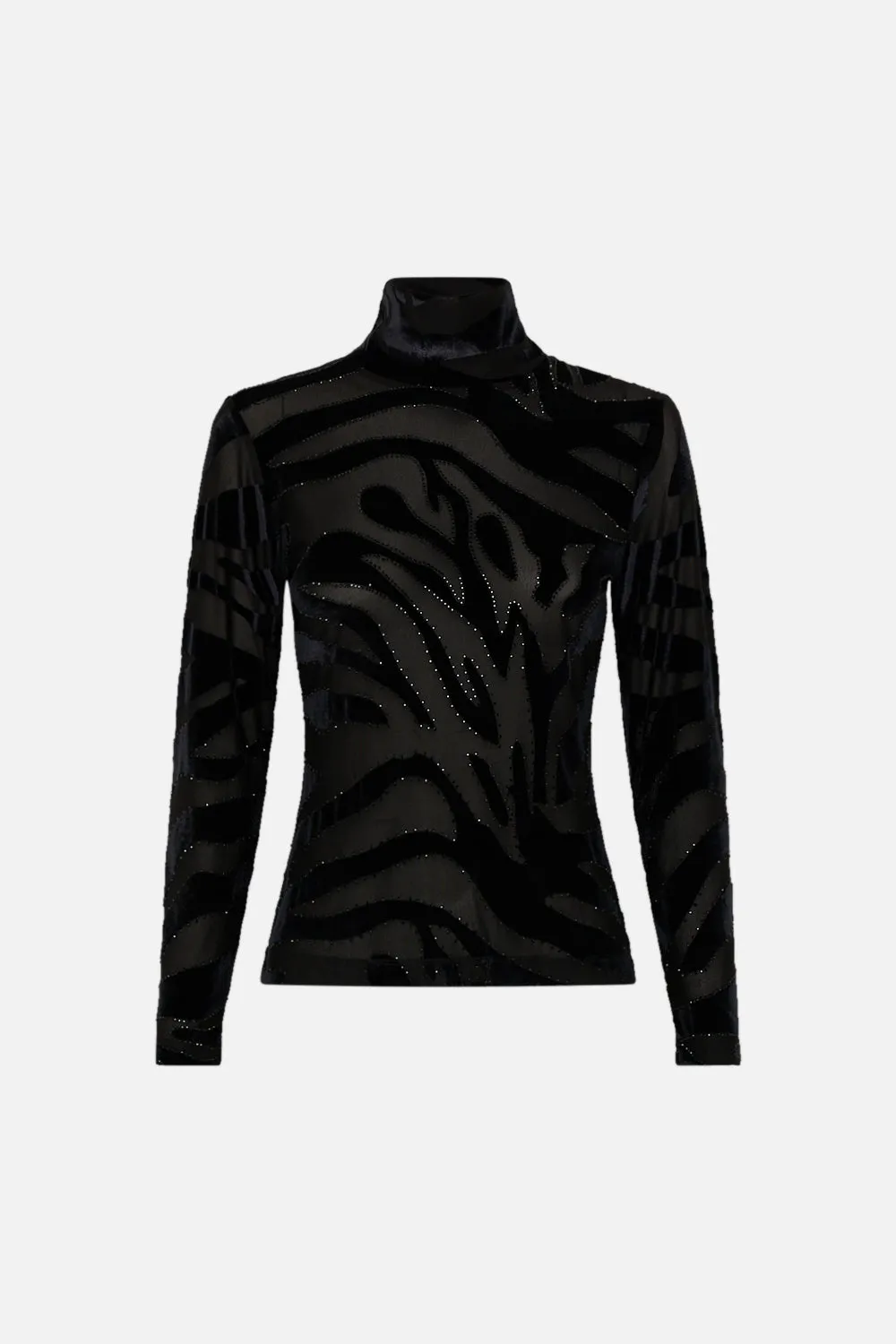 STRETCH VELVET ANIMAL TURTLENECK AMSTERGLAM