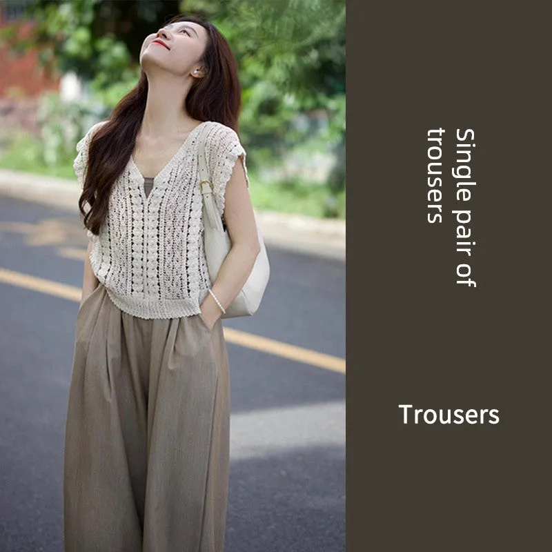 Summer Matching a Set of Korean Style Age-Reducing Cold Style Denim Casual Pull Cool Wear Suit Women's Clothing 2024 New Arrival Summer