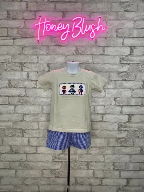 Superheroes Smocked Boys Short Set