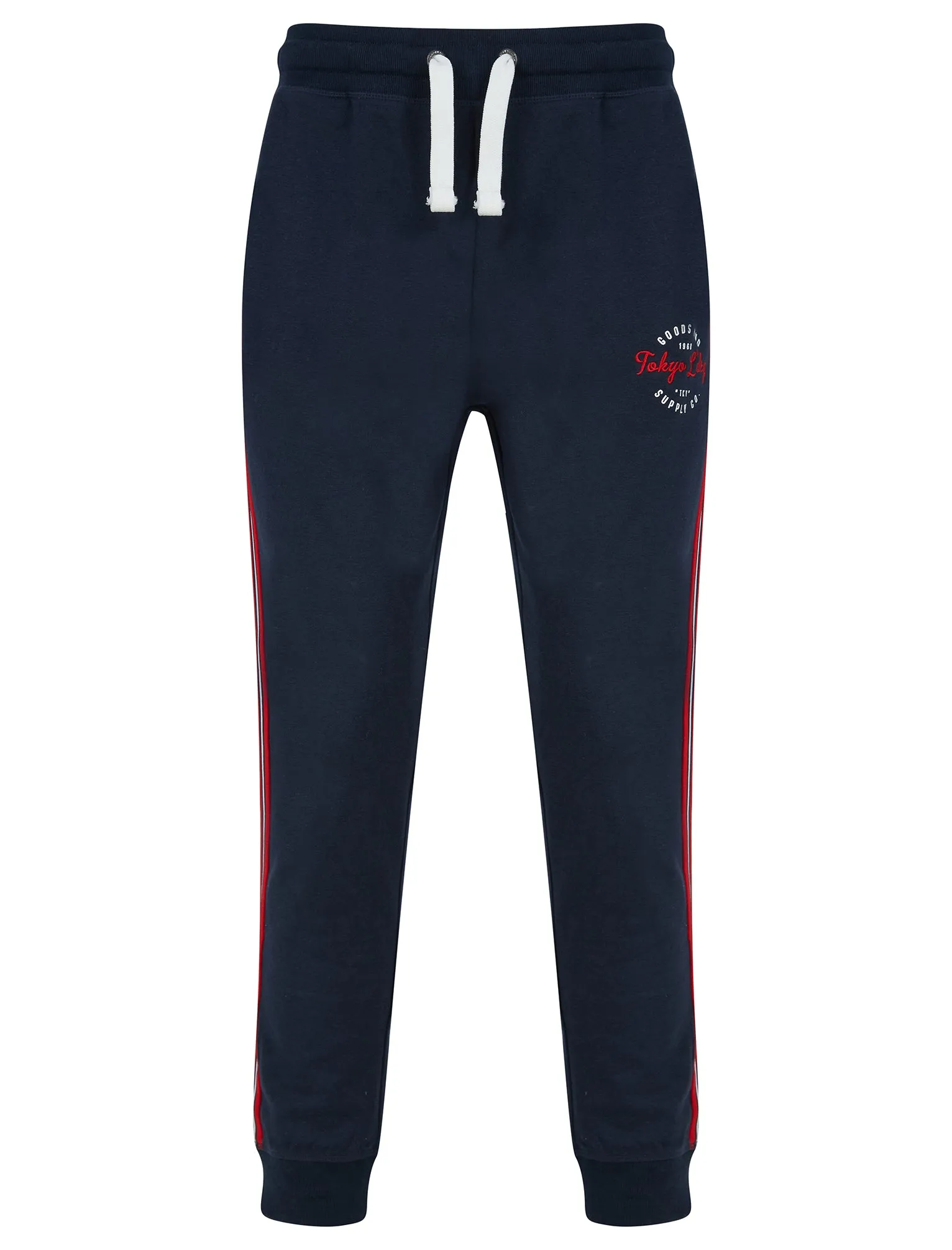 Taper Cuffed Joggers with Tape Detail in Sky Captain Navy Marl - Tokyo Laundry