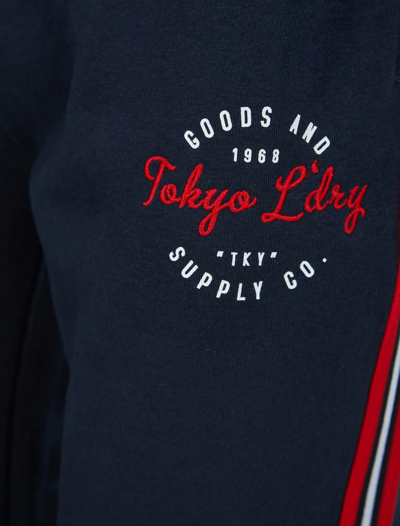 Taper Cuffed Joggers with Tape Detail in Sky Captain Navy Marl - Tokyo Laundry