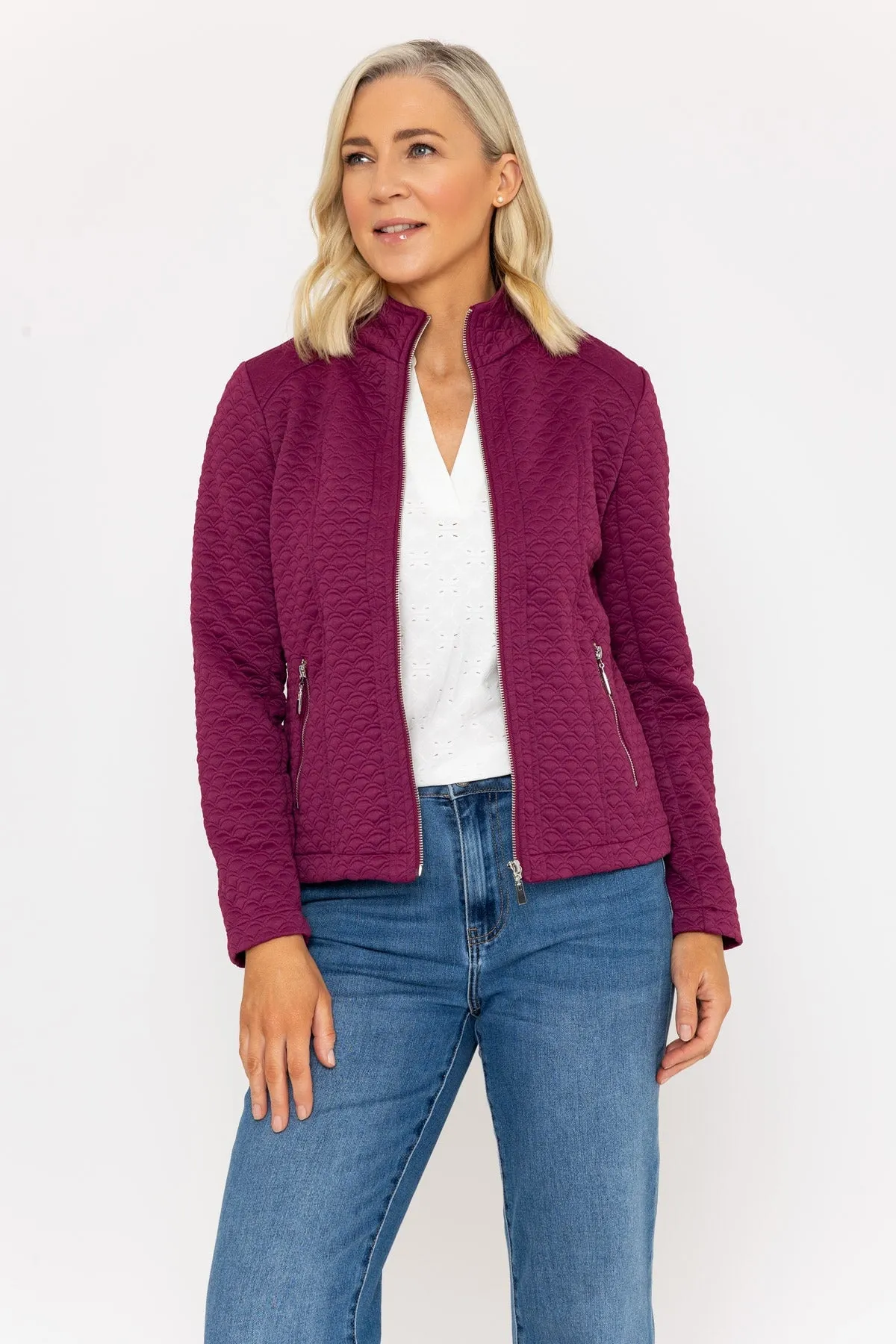 Textured Jacket in Deep Rose