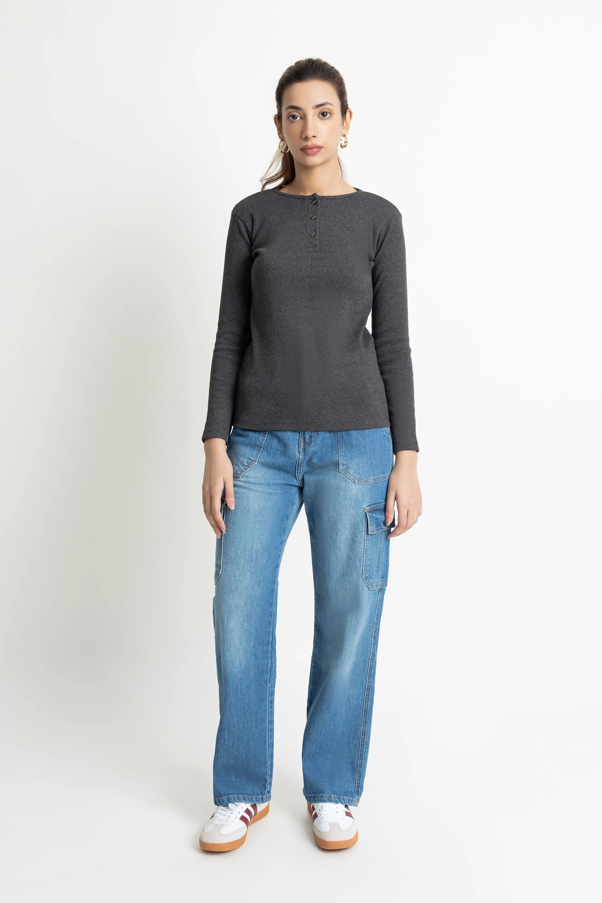 The Ribbed Charcoal Henley