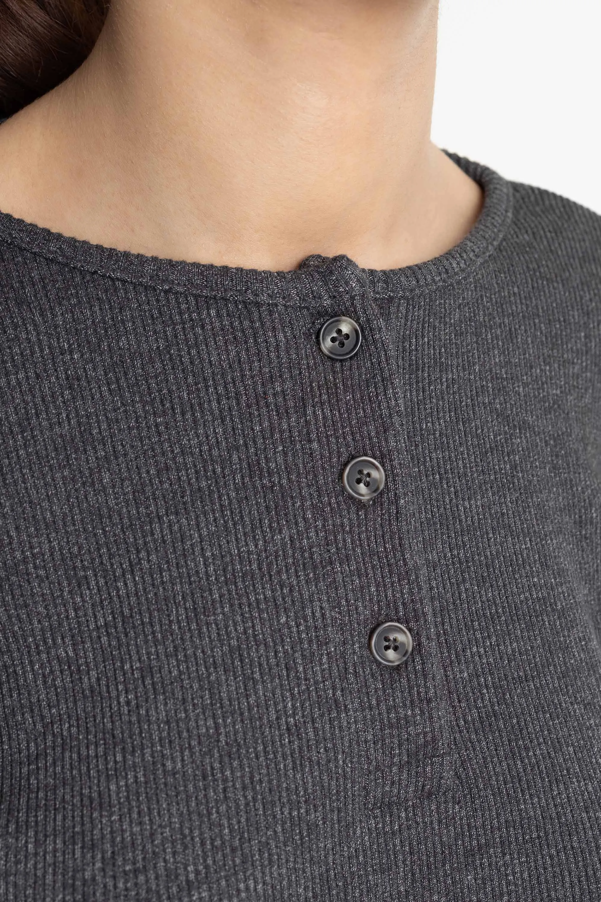 The Ribbed Charcoal Henley