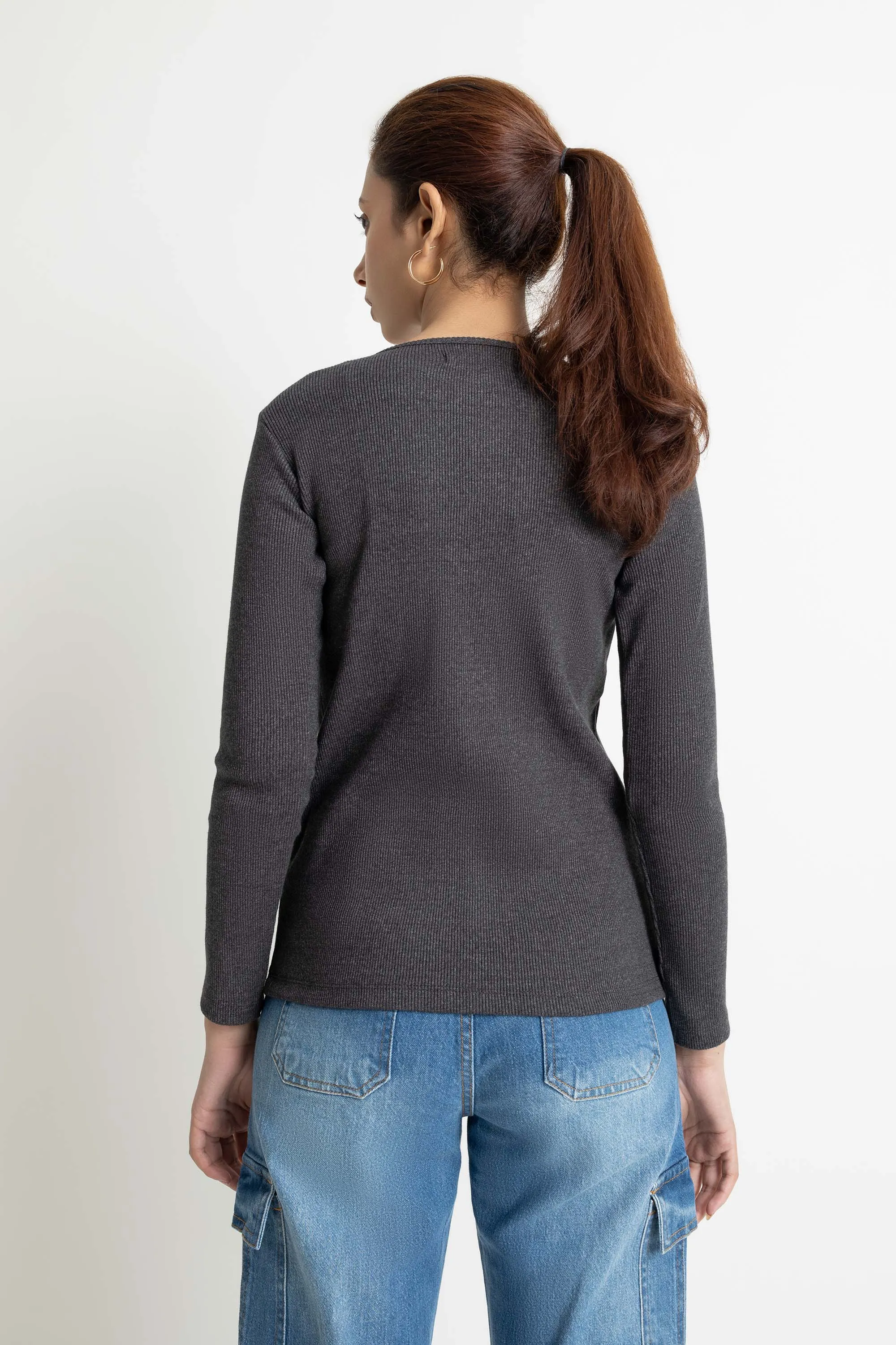 The Ribbed Charcoal Henley