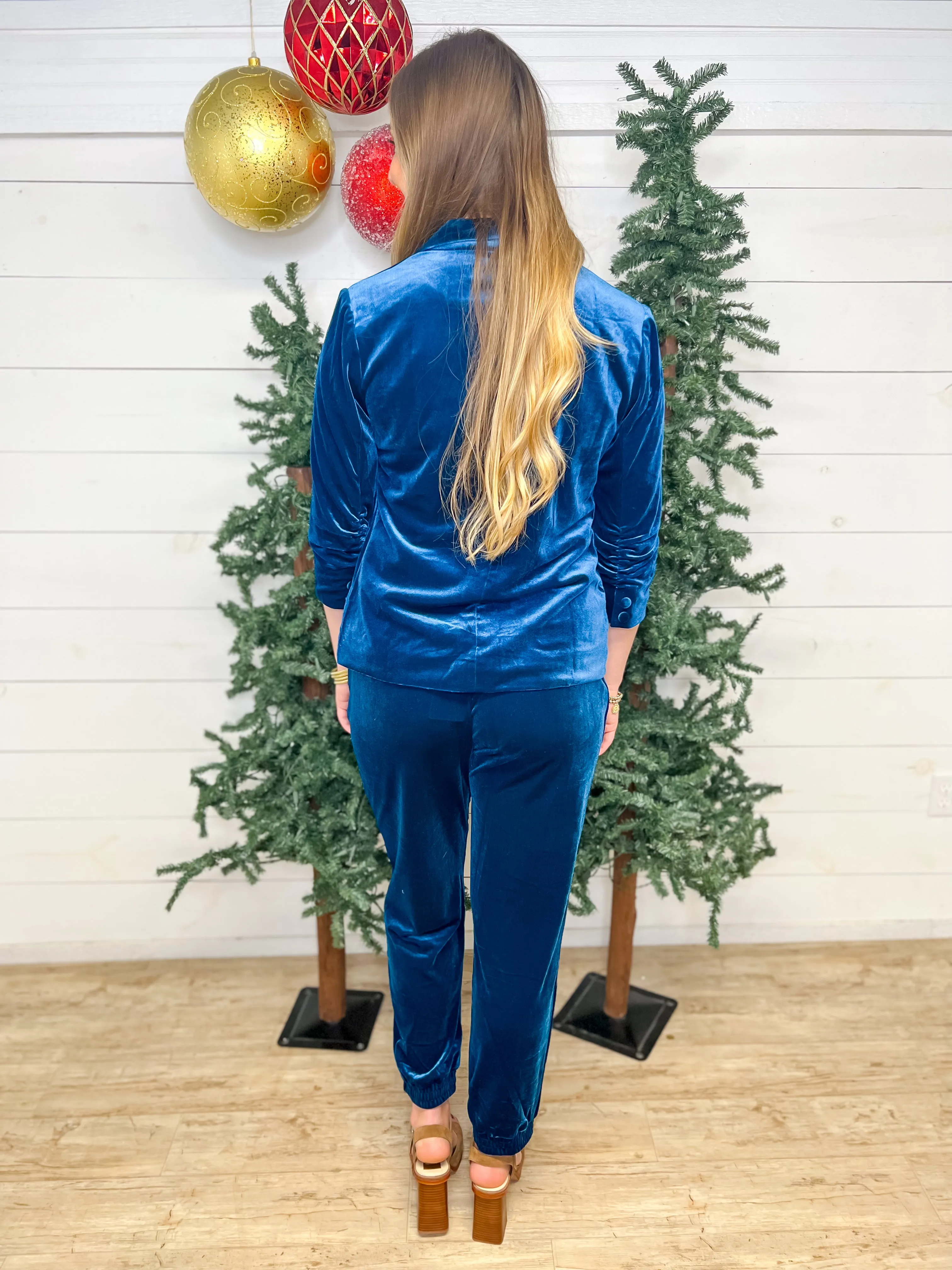 The Way I Feel Velvet Jogger Pants-Teal