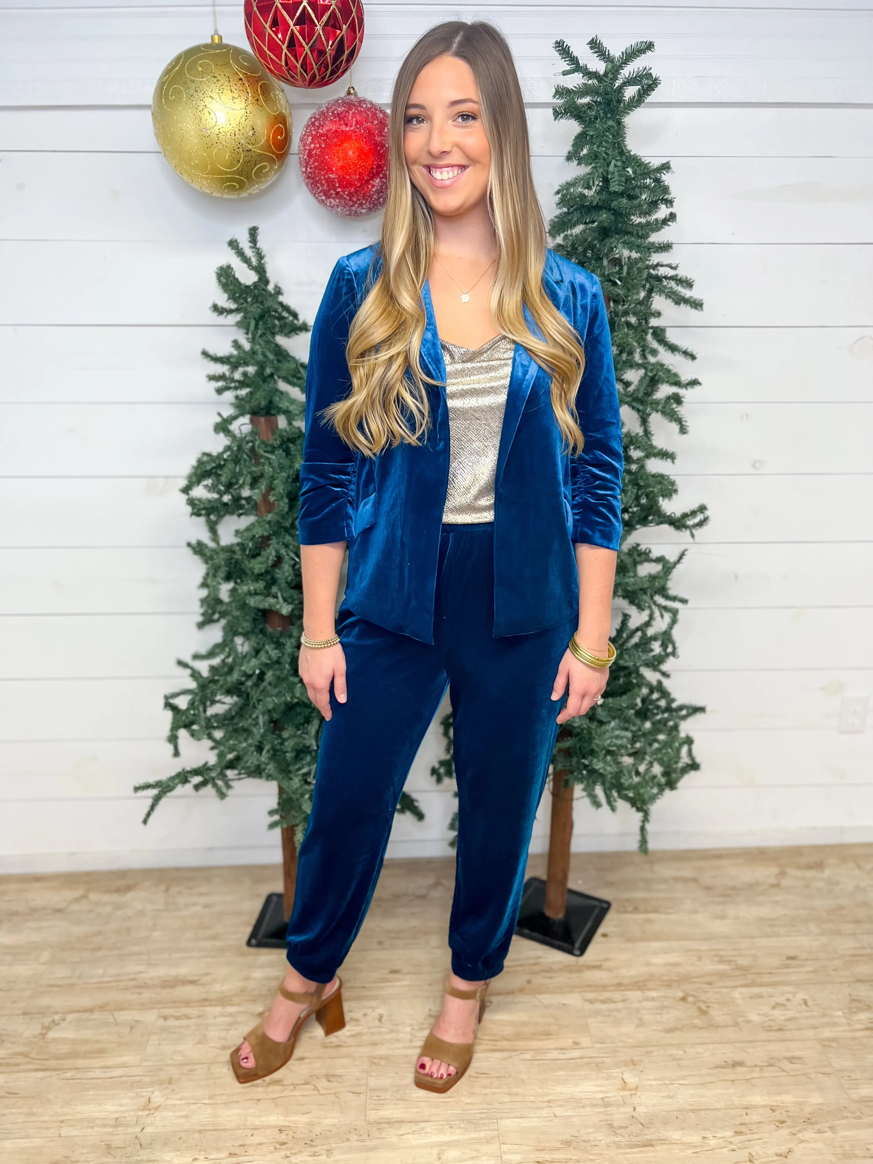 The Way I Feel Velvet Jogger Pants-Teal