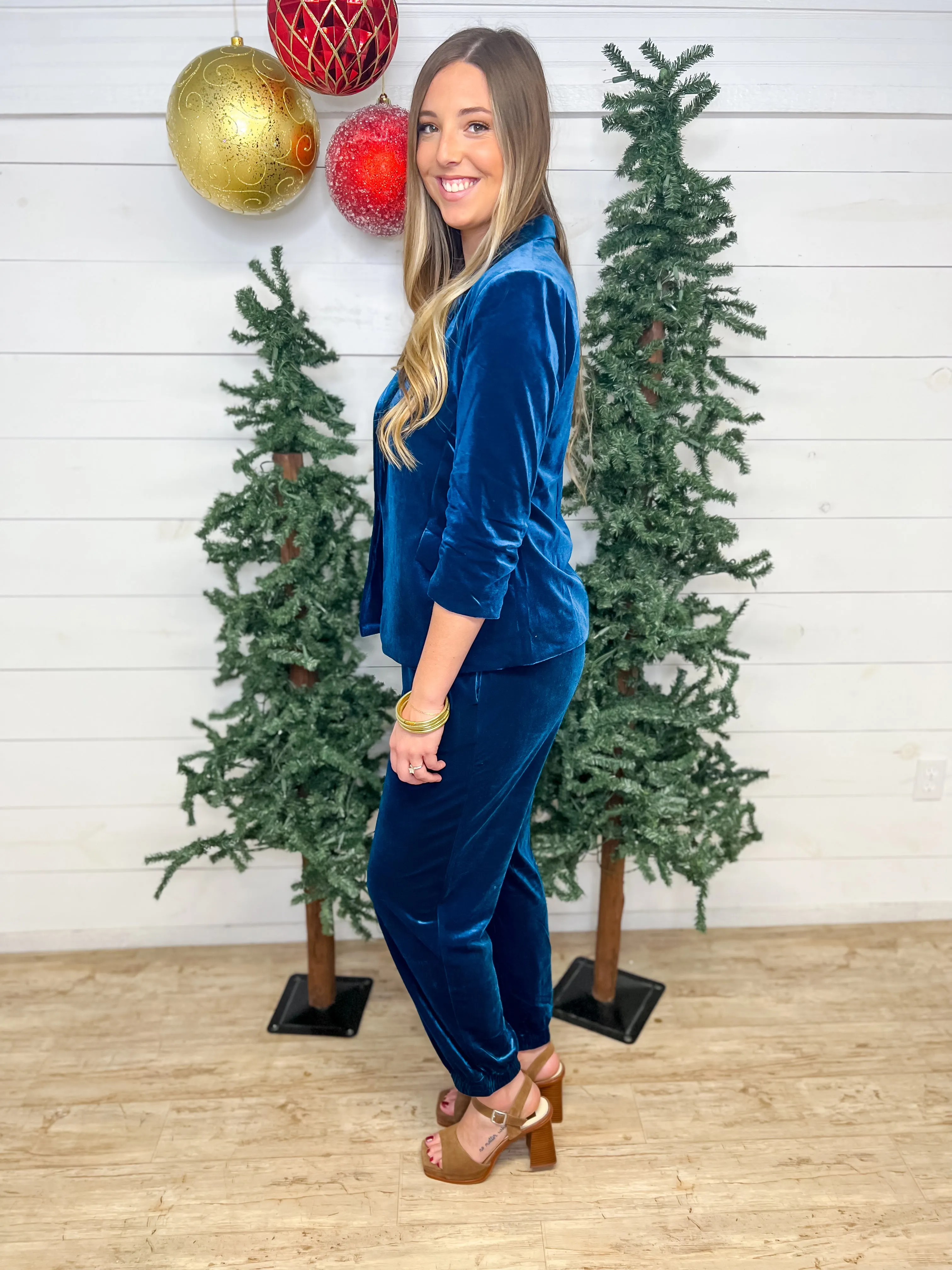 The Way I Feel Velvet Jogger Pants-Teal