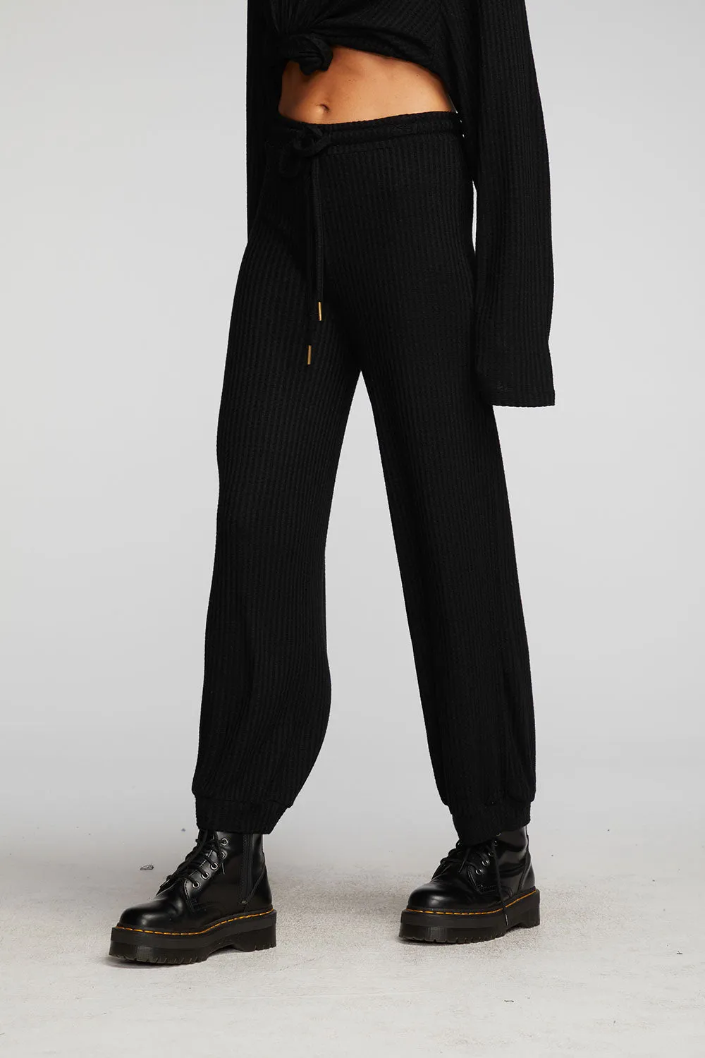 Thermal Waffle Joggers-black