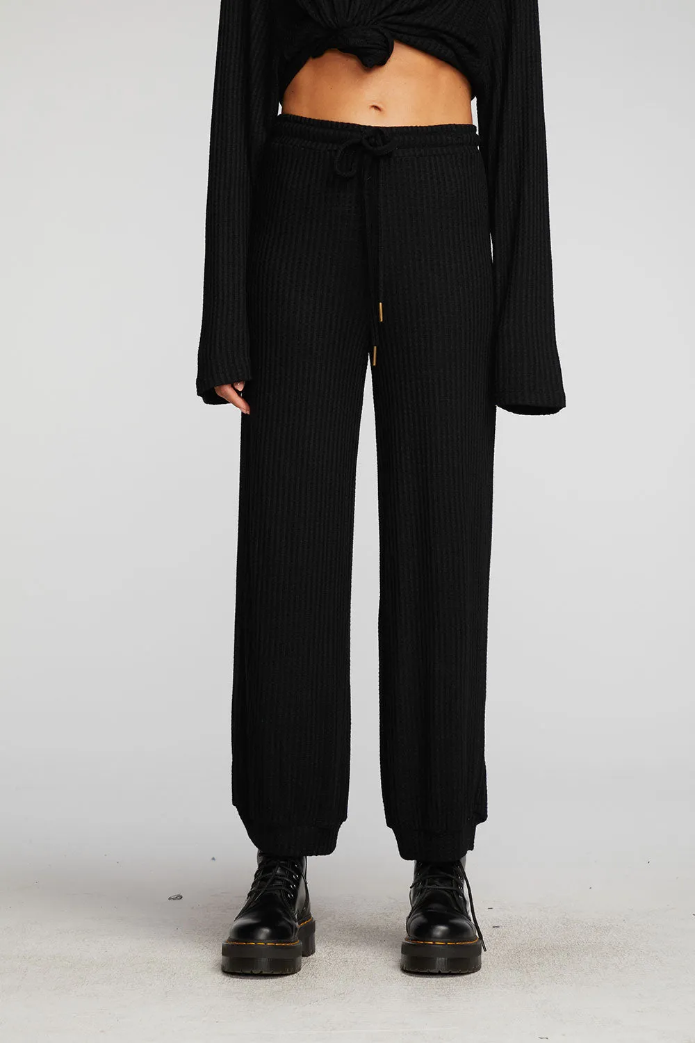 Thermal Waffle Joggers-black