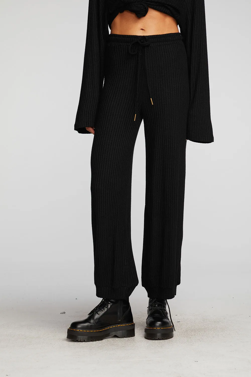 Thermal Waffle Joggers-black