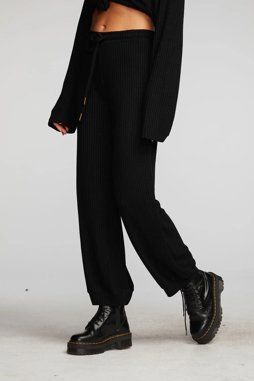 Thermal Waffle Joggers-black