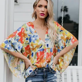 V-NECK FLORAL PRINTED