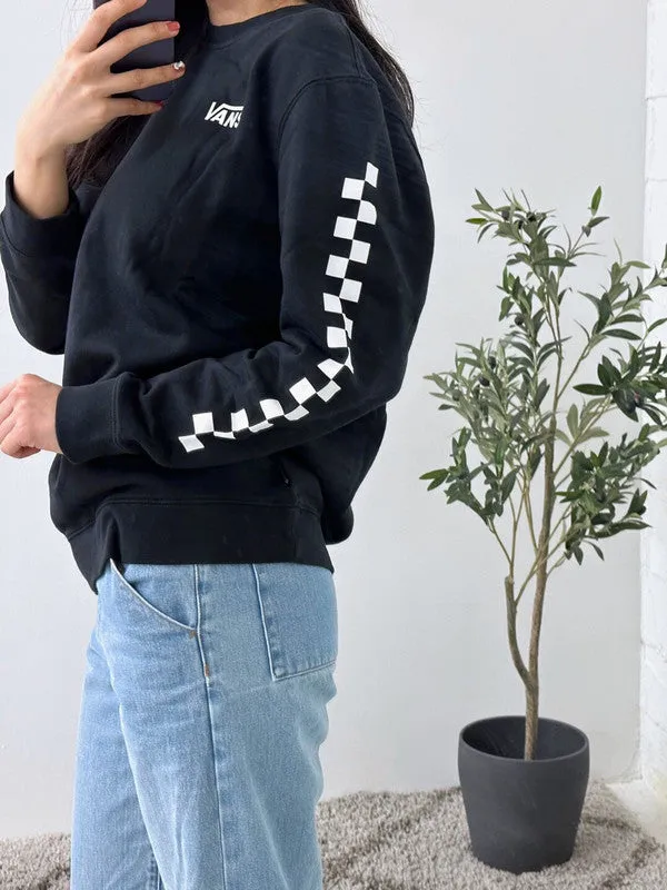 Vans Kids Exposition Check Pullover Crew Fleece Black VN0A3HWCBLK