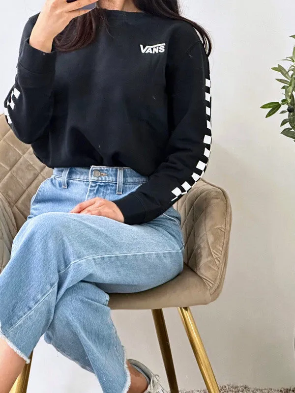 Vans Kids Exposition Check Pullover Crew Fleece Black VN0A3HWCBLK