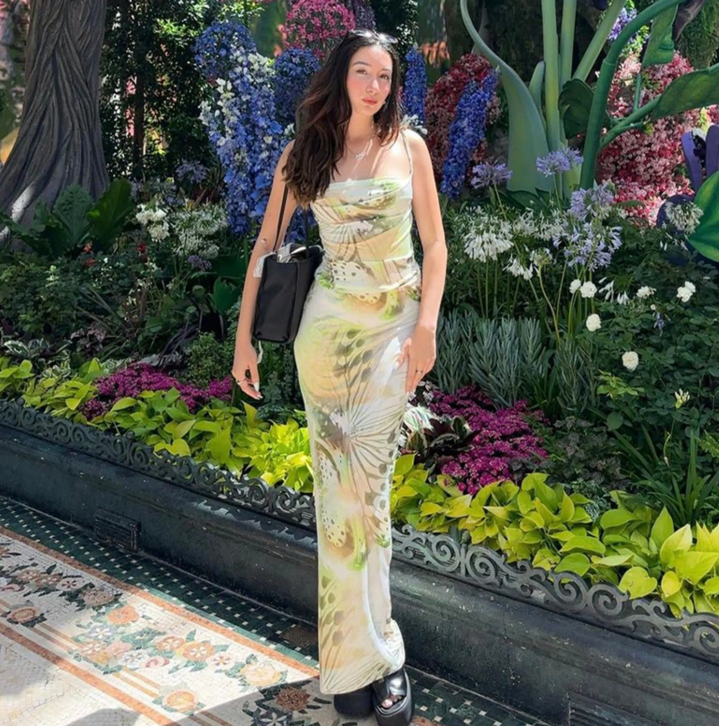 Vvsha Devorah Butterfly Print Maxi Dress