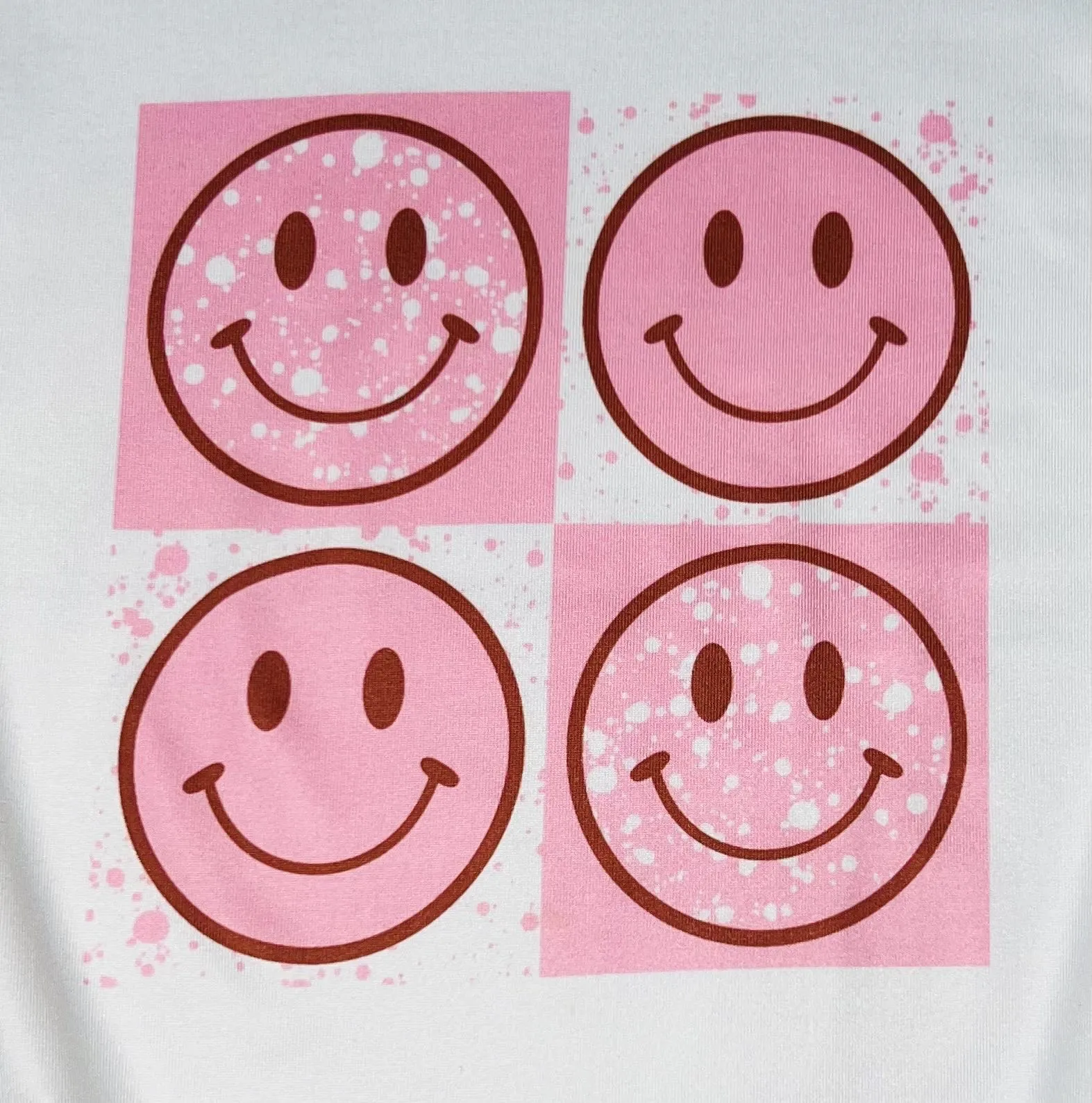 White w/light pink smiley faces baby bubble romper DLH1215-24