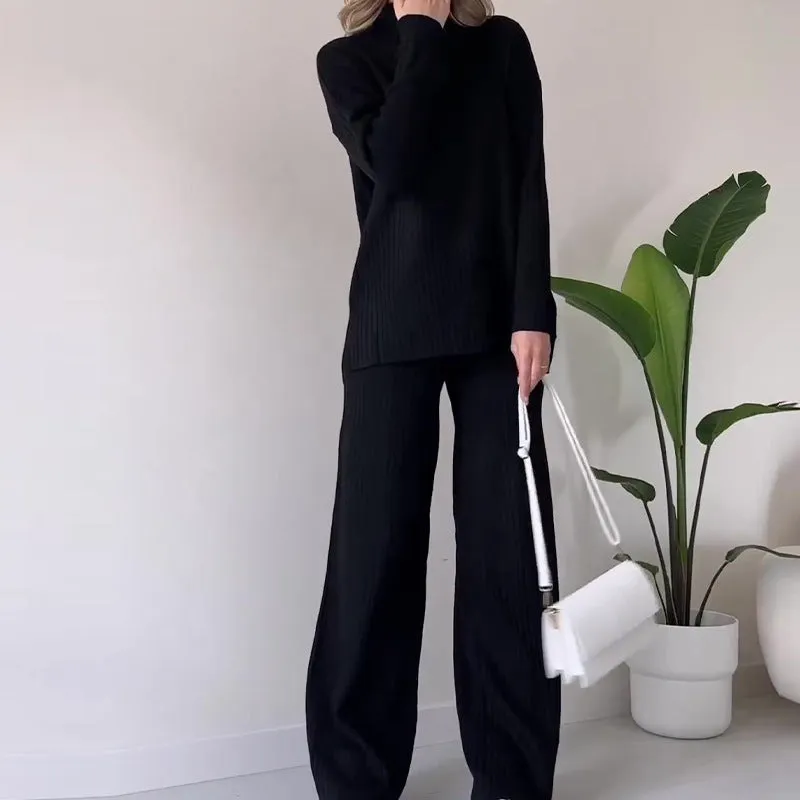 Women’s Knitted Suit - Turtleneck Loose Set