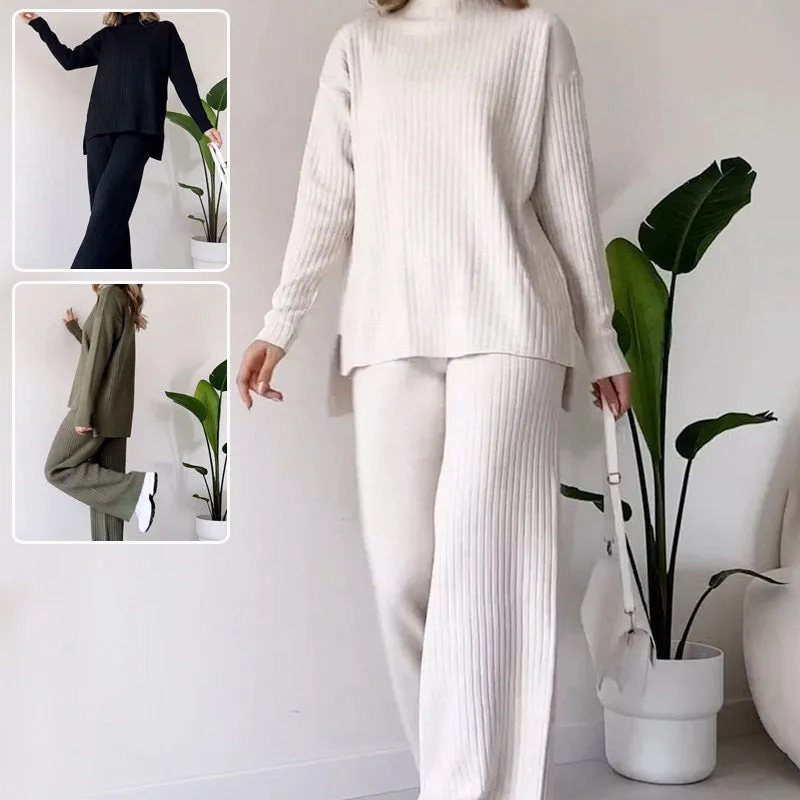 Women’s Knitted Suit - Turtleneck Loose Set